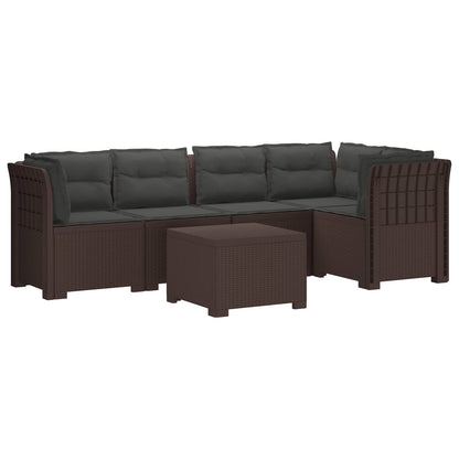 5-Zits Tuin Sofa met Kussens Rattan Look PP Bruin