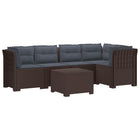 Modulaire tuinbank 5-zits bruin polyrattan look PP