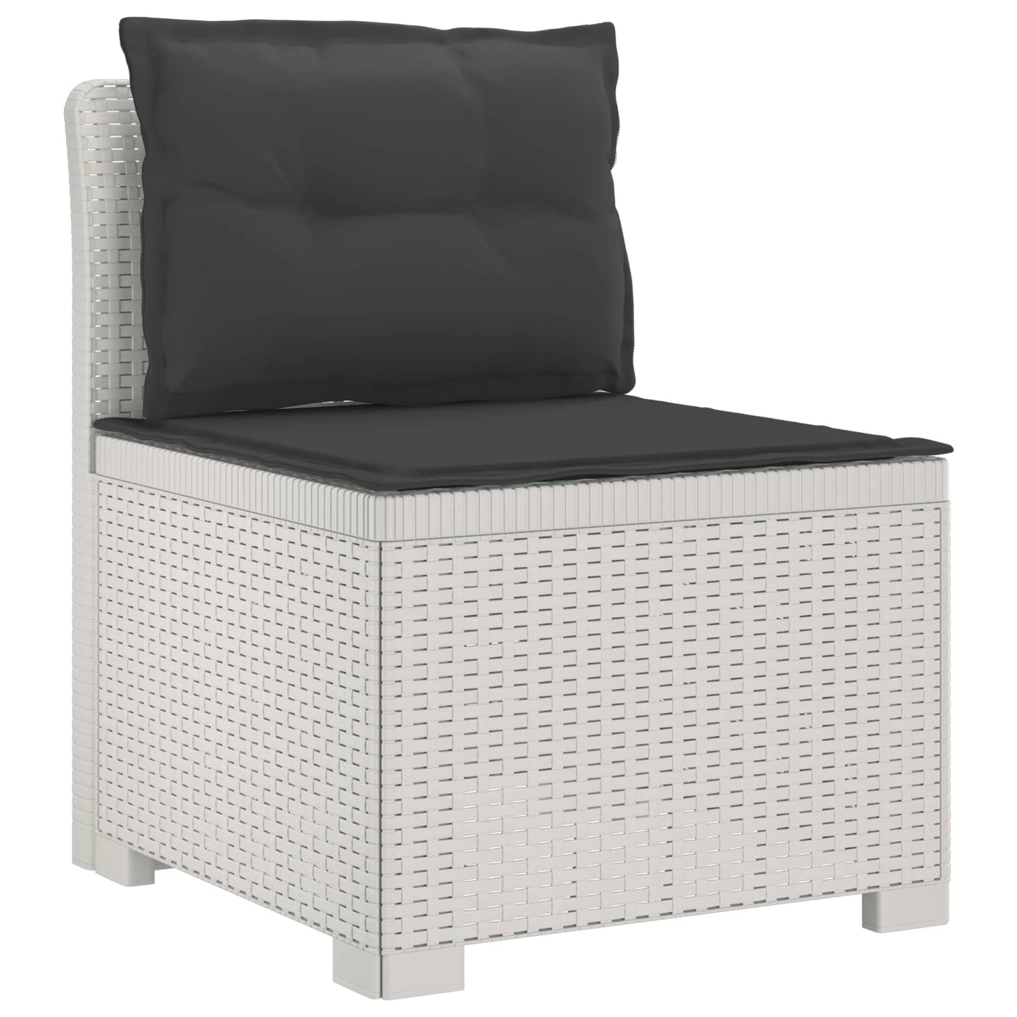 5-Zits Tuin Sofa met Kussens Rattan Look PP Wit