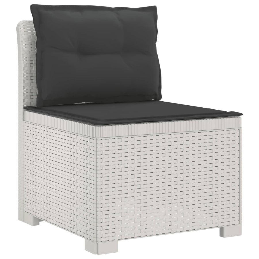 5-Zits Tuin Sofa met Kussens Rattan Look PP Wit