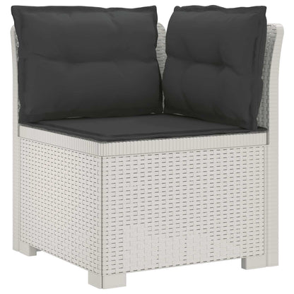 5-Zits Tuin Sofa met Kussens Rattan Look PP Wit