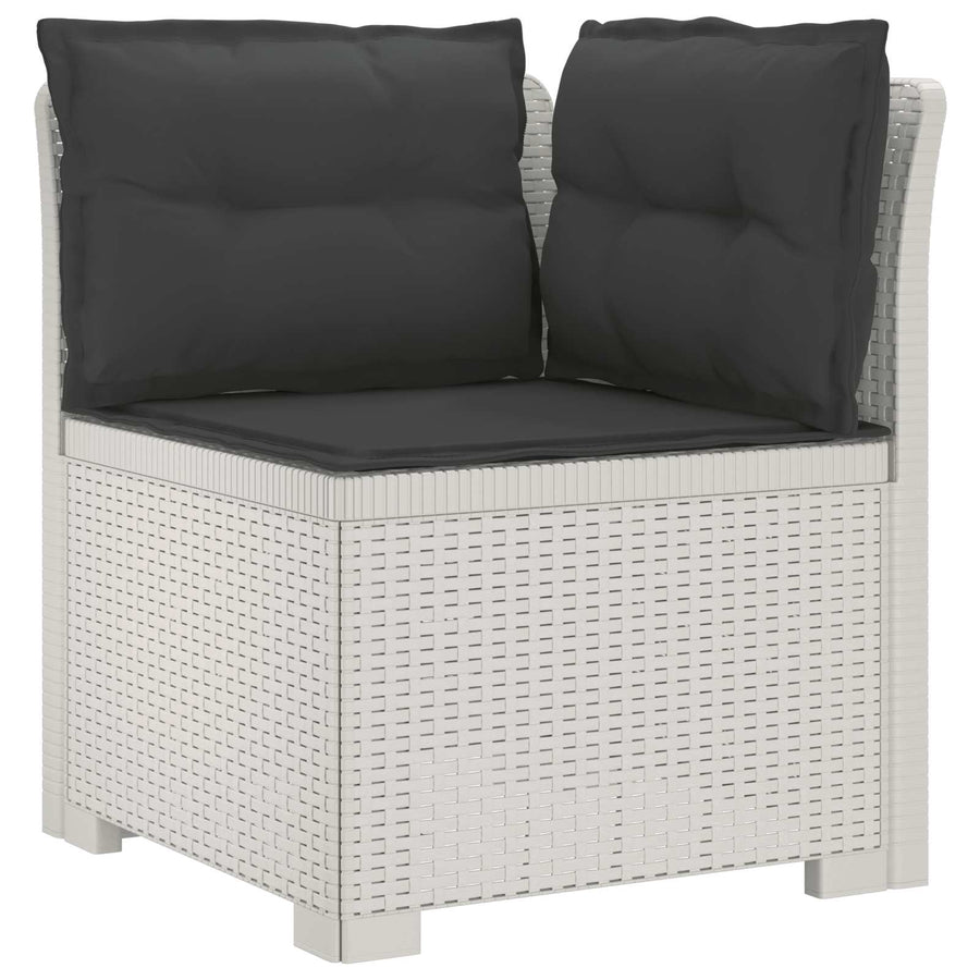5-Zits Tuin Sofa met Kussens Rattan Look PP Wit