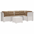 Modulaire tuinbank 5 personen wit rattan look