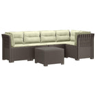 Modulaire tuinbank 5-zits rattan look lichtgrijs