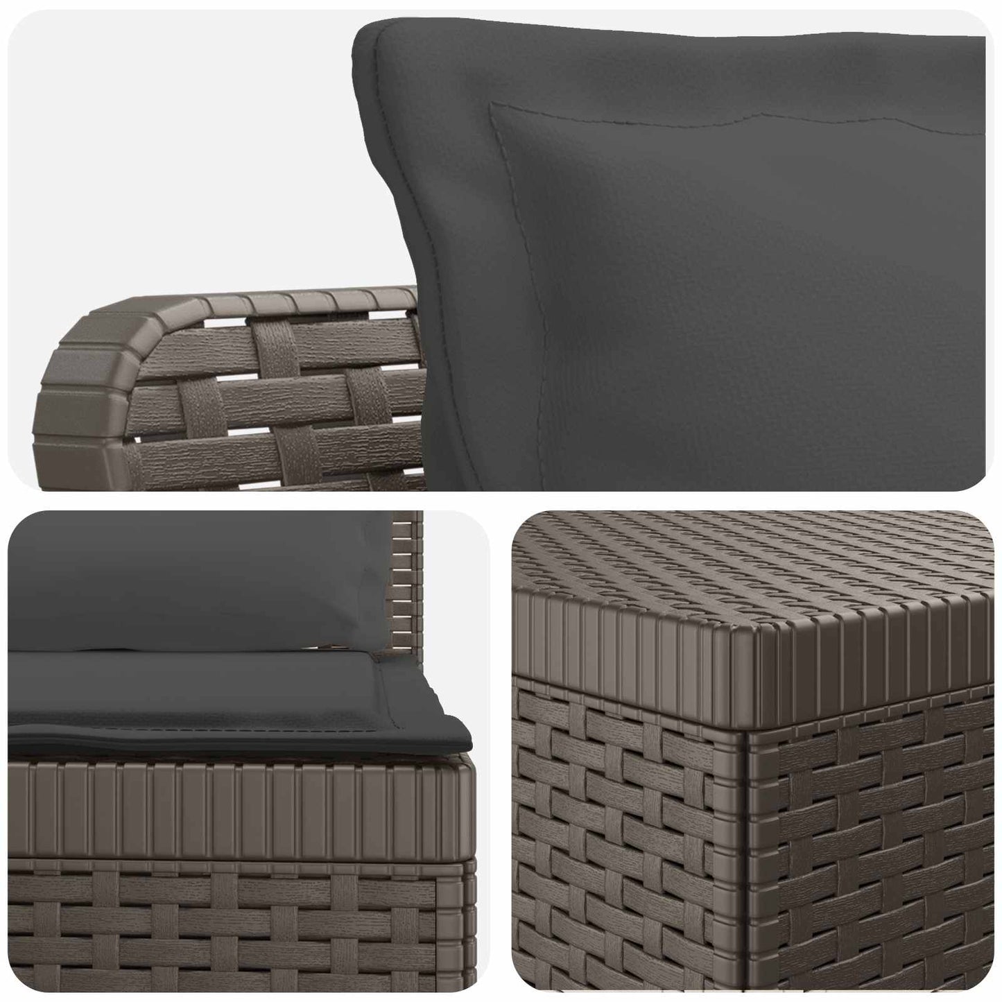 5-Zits Tuin Sofa met Kussens Rattan Look PP Lichtgrijs