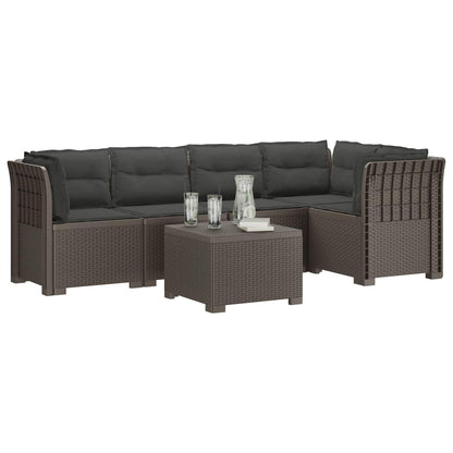 5-Zits Tuin Sofa met Kussens Rattan Look PP Lichtgrijs