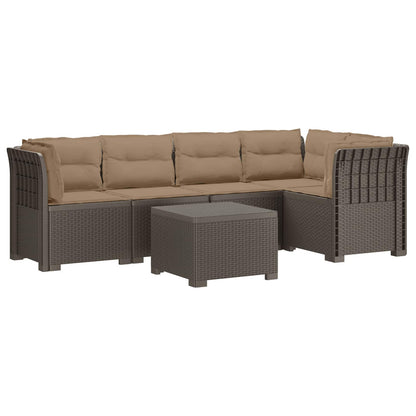 5-Zits Tuin Sofa met Kussens Rattan Look PP Lichtgrijs