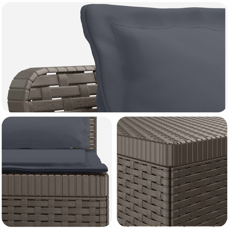 5-Zits Tuin Sofa met Kussens Rattan Look PP Lichtgrijs