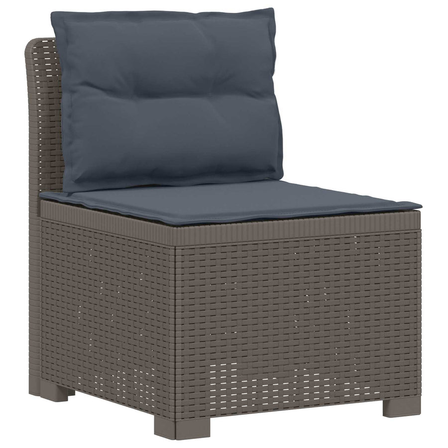 5-Zits Tuin Sofa met Kussens Rattan Look PP Lichtgrijs