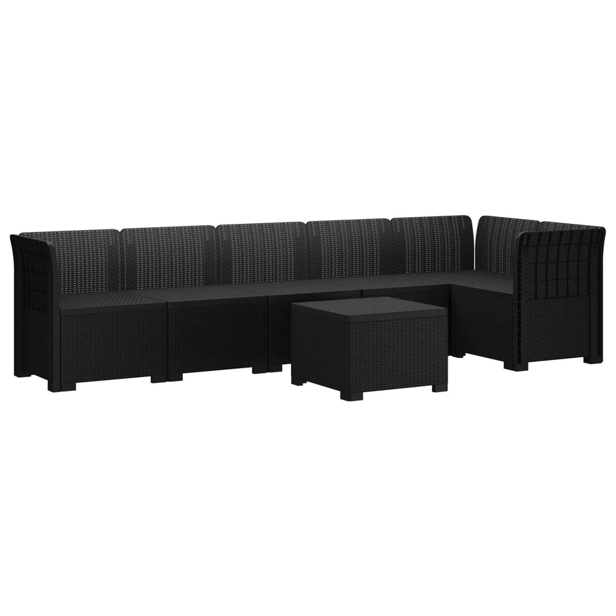 6-Zits Tuin Sofa Rattan Look PP Antraciet