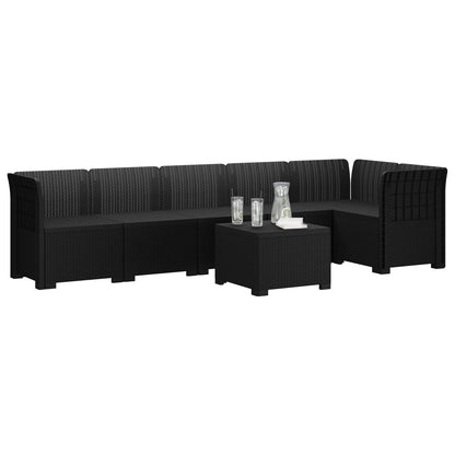 6-Zits Tuin Sofa Rattan Look PP Antraciet