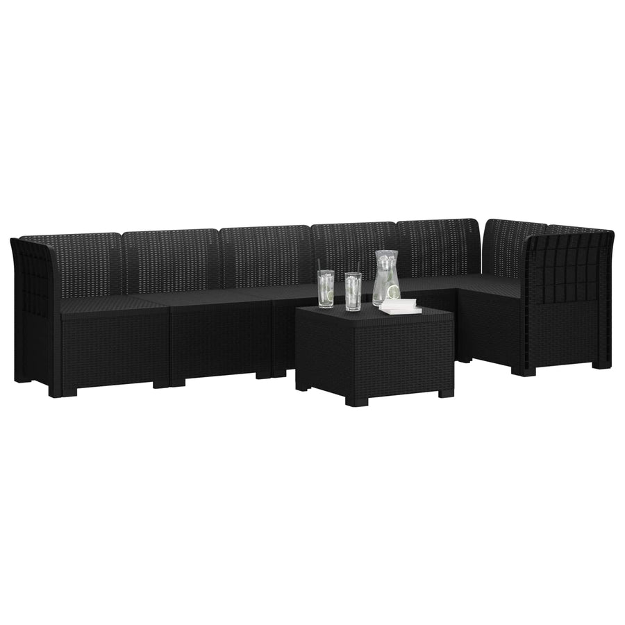 6-Zits Tuin Sofa Rattan Look PP Antraciet