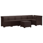 Tuinbank 6-zits PP rotan look bruin modulair