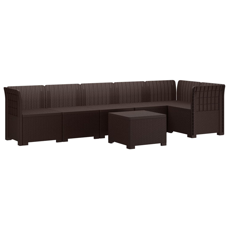 6-Zits Tuin Sofa Rattan Look PP Bruin