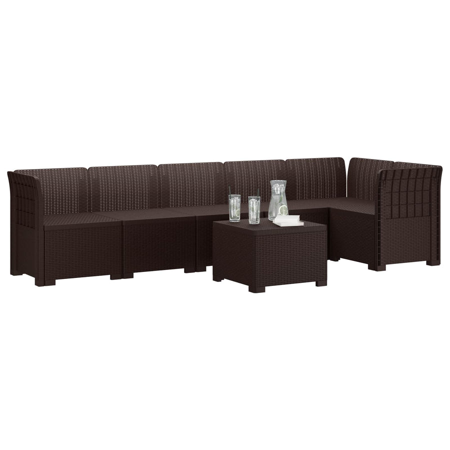 6-Zits Tuin Sofa Rattan Look PP Bruin