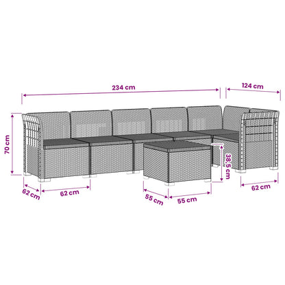 6-Zits Tuin Sofa Rattan Look PP Bruin