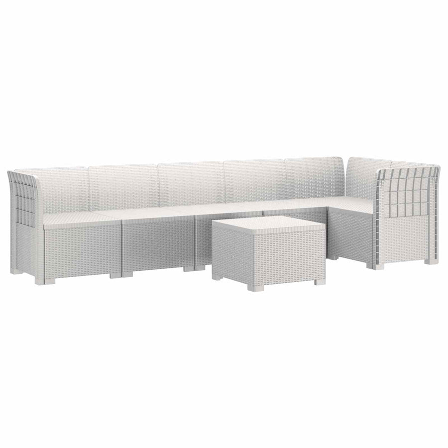 6-Zits Tuin Sofa Rattan Look PP Wit
