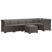 Modulaire tuinbank 6-zits PP lichtgrijs