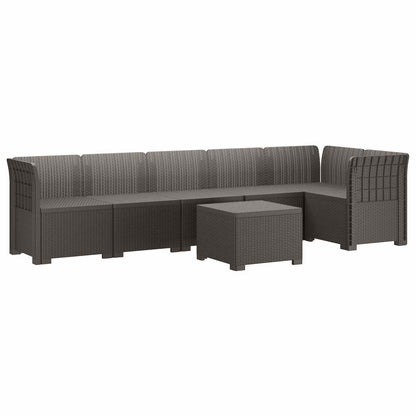6-Zits Tuin Sofa Rattan Look PP Lichtgrijs