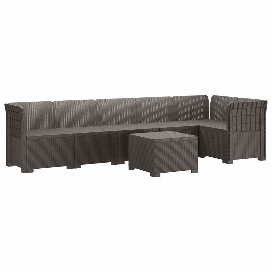 6-Zits Tuin Sofa Rattan Look PP Lichtgrijs