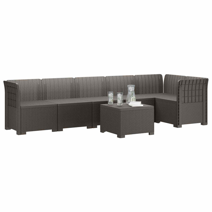 6-Zits Tuin Sofa Rattan Look PP Lichtgrijs