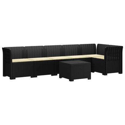6-Zits Tuin Sofa met Kussens Rattan Look PP Antraciet