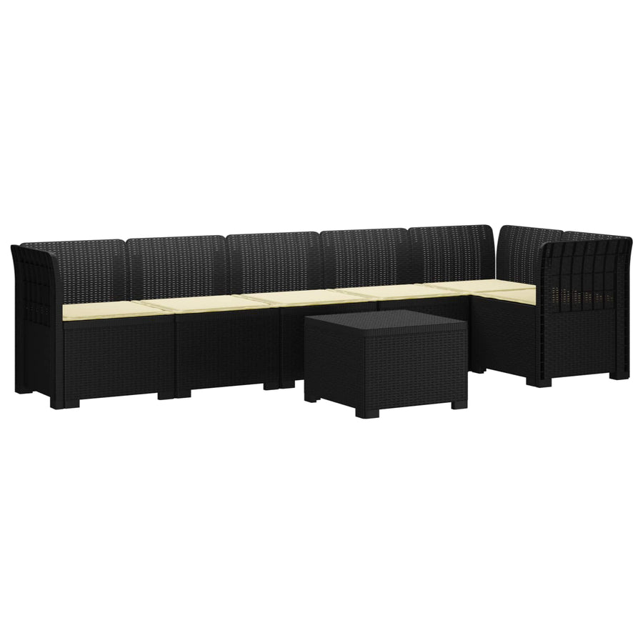 6-Zits Tuin Sofa met Kussens Rattan Look PP Antraciet