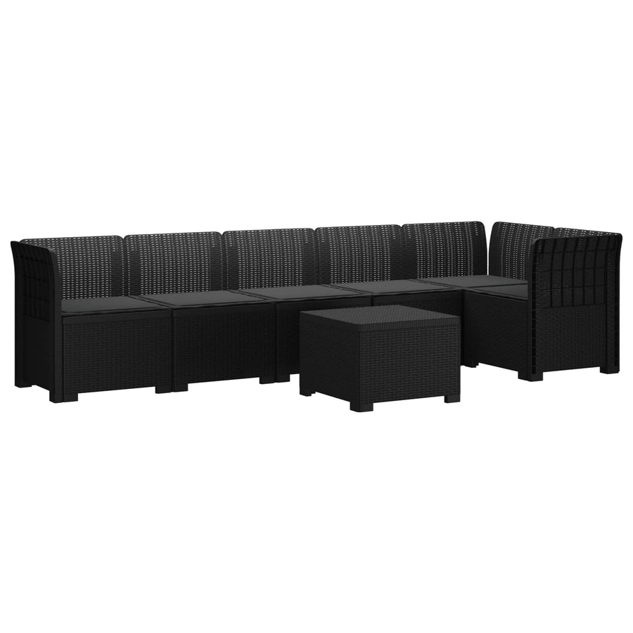 6-Zits Tuin Sofa met Kussens Rattan Look PP Antraciet