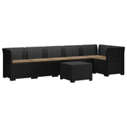 Tuinbank 6-zits rattan look PP antraciet
