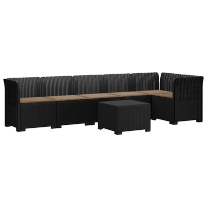 6-Zits Tuin Sofa met Kussens Rattan Look PP Antraciet
