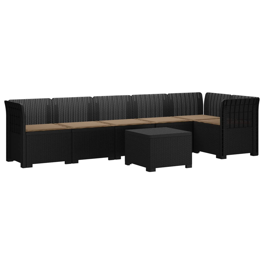 6-Zits Tuin Sofa met Kussens Rattan Look PP Antraciet