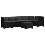Modulaire tuinbank 6-zits PP rattan look antraciet