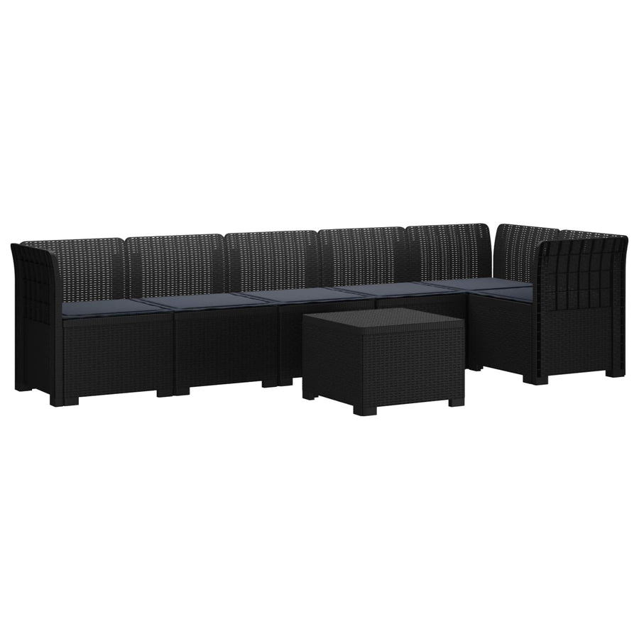 6-Zits Tuin Sofa met Kussens Rattan Look PP Antraciet