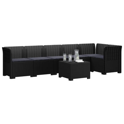 6-Zits Tuin Sofa met Kussens Rattan Look PP Antraciet