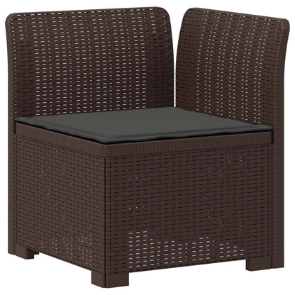 6-Zits Tuin Sofa met Kussens Rattan Look PP Bruin