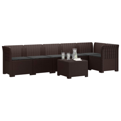 6-Zits Tuin Sofa met Kussens Rattan Look PP Bruin