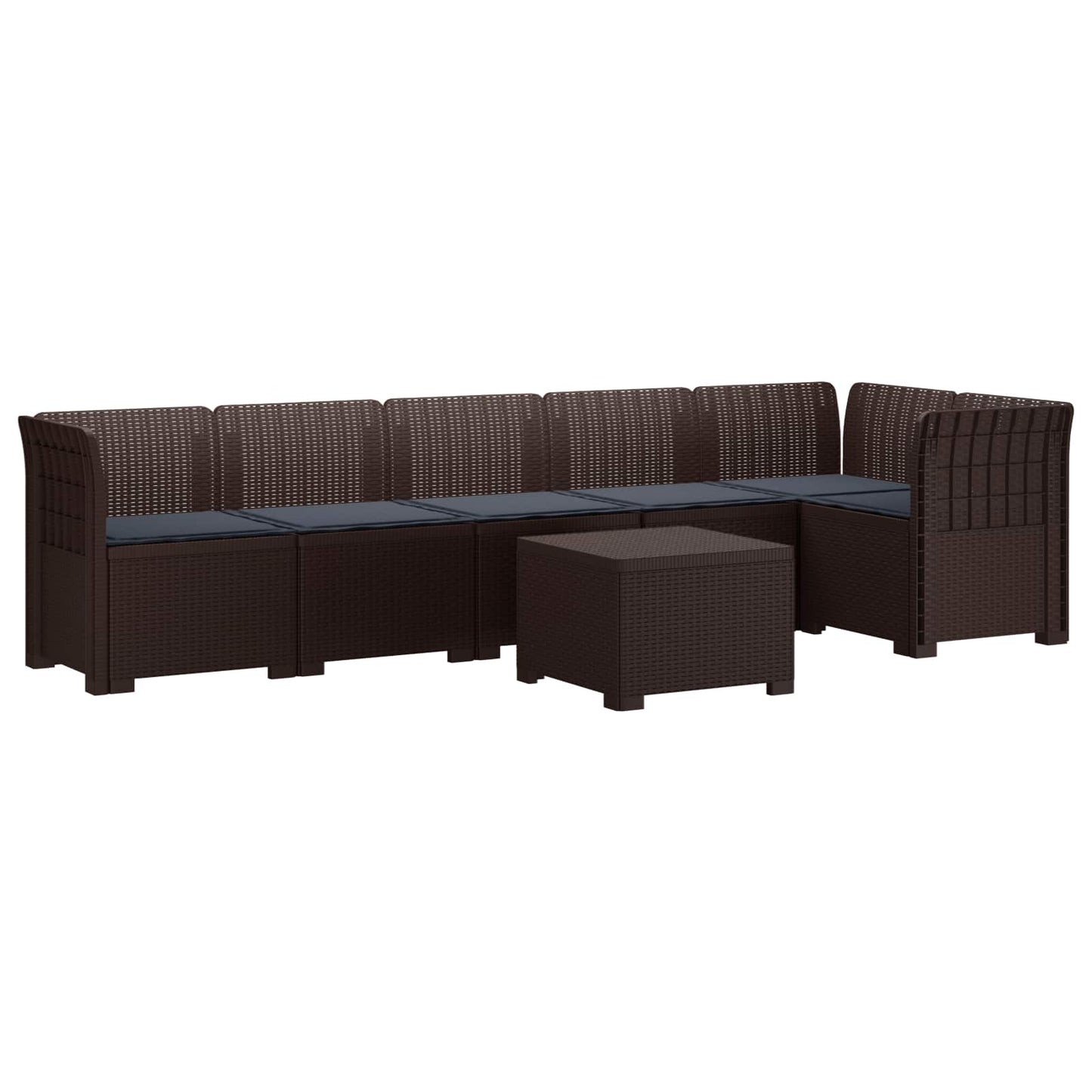 6-Zits Tuin Sofa met Kussens Rattan Look PP Bruin