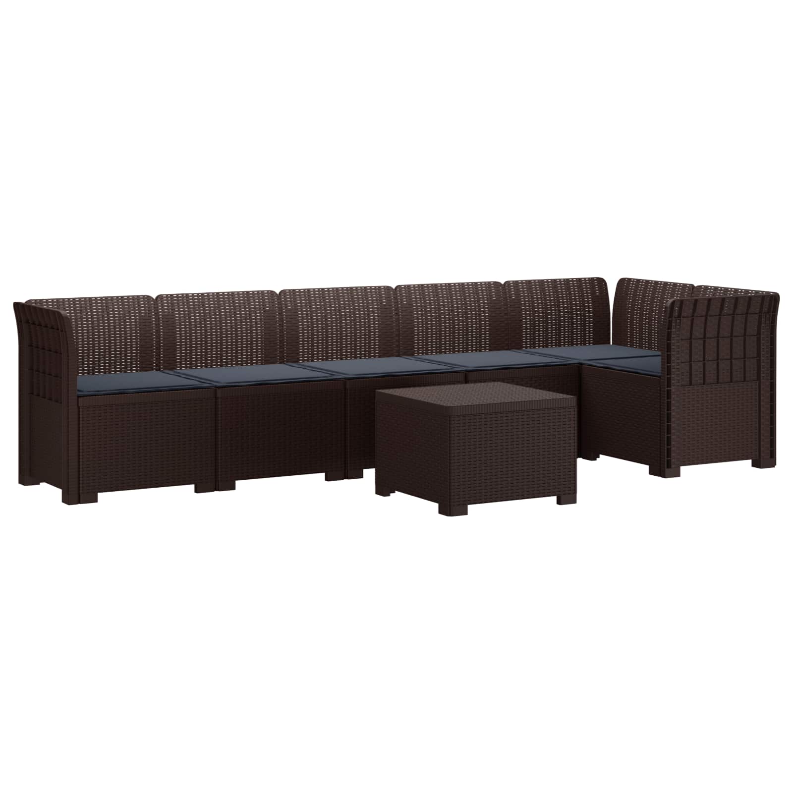 6-Zits Tuin Sofa met Kussens Rattan Look PP Bruin