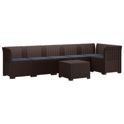 6-Zits Tuin Sofa met Kussens Rattan Look PP Bruin