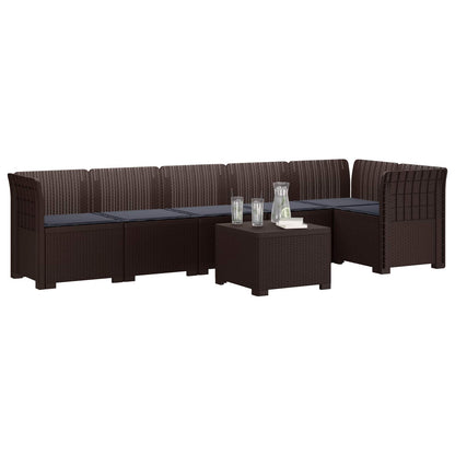 6-Zits Tuin Sofa met Kussens Rattan Look PP Bruin