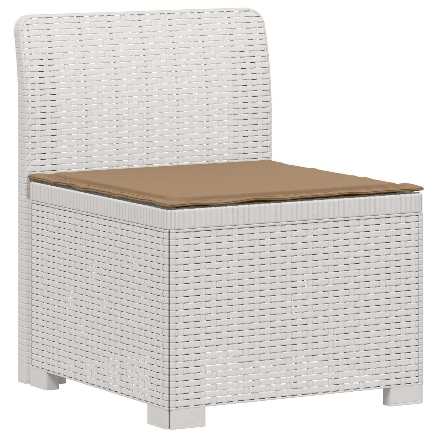 6-Zits Tuin Sofa met Kussens Rattan Look PP Wit