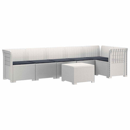 6-Zits Tuin Sofa met Kussens Rattan Look PP Wit