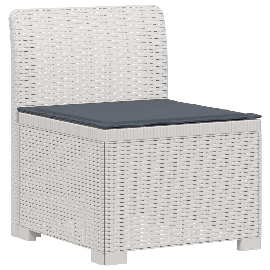 6-Zits Tuin Sofa met Kussens Rattan Look PP Wit