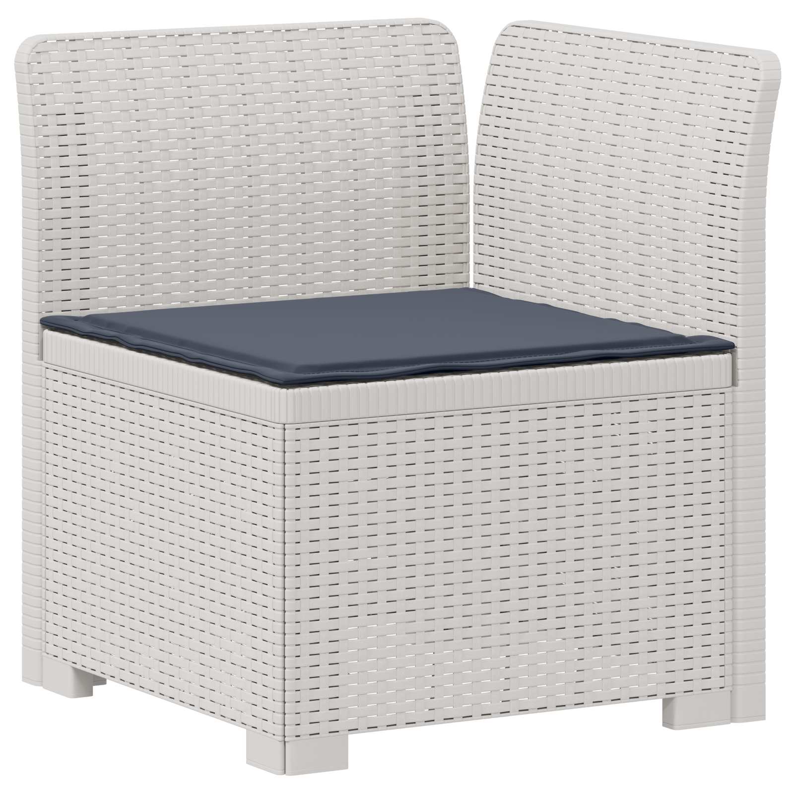 6-Zits Tuin Sofa met Kussens Rattan Look PP Wit
