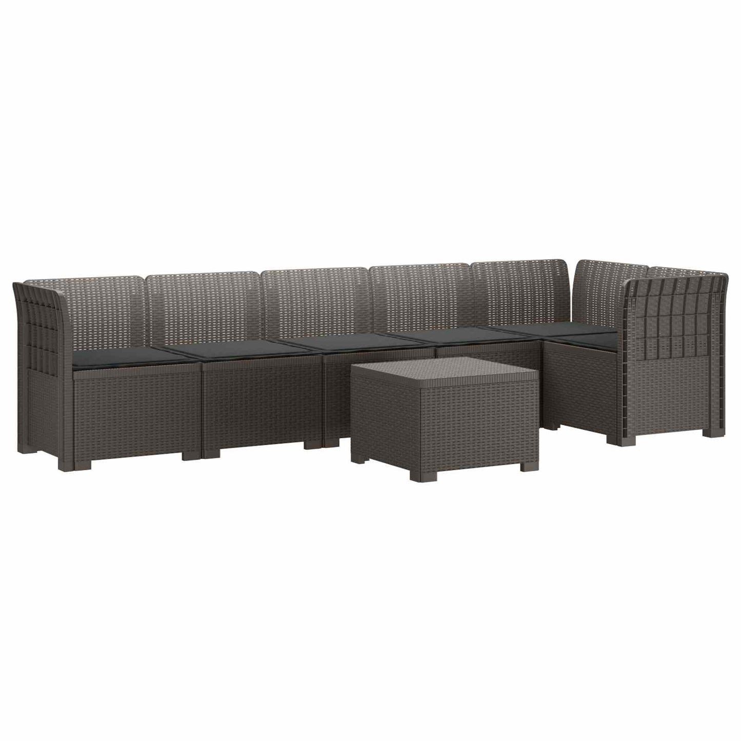 6-Zits Tuin Sofa met Kussens Rattan Look PP Lichtgrijs