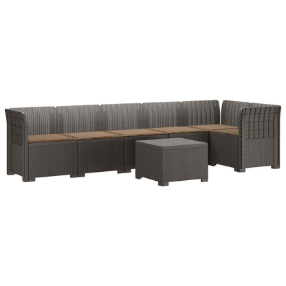 6-Zits Tuin Sofa met Kussens Rattan Look PP Lichtgrijs