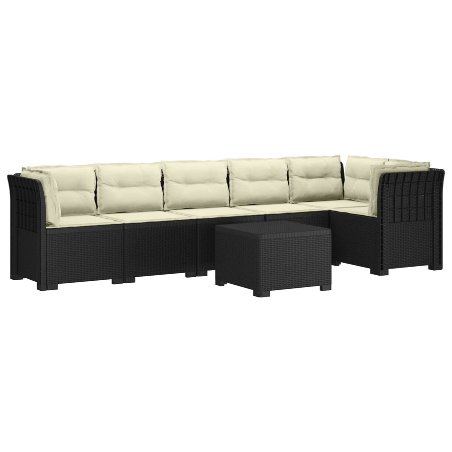6-Zits Tuin Sofa met Kussens Rattan Look PP Antraciet