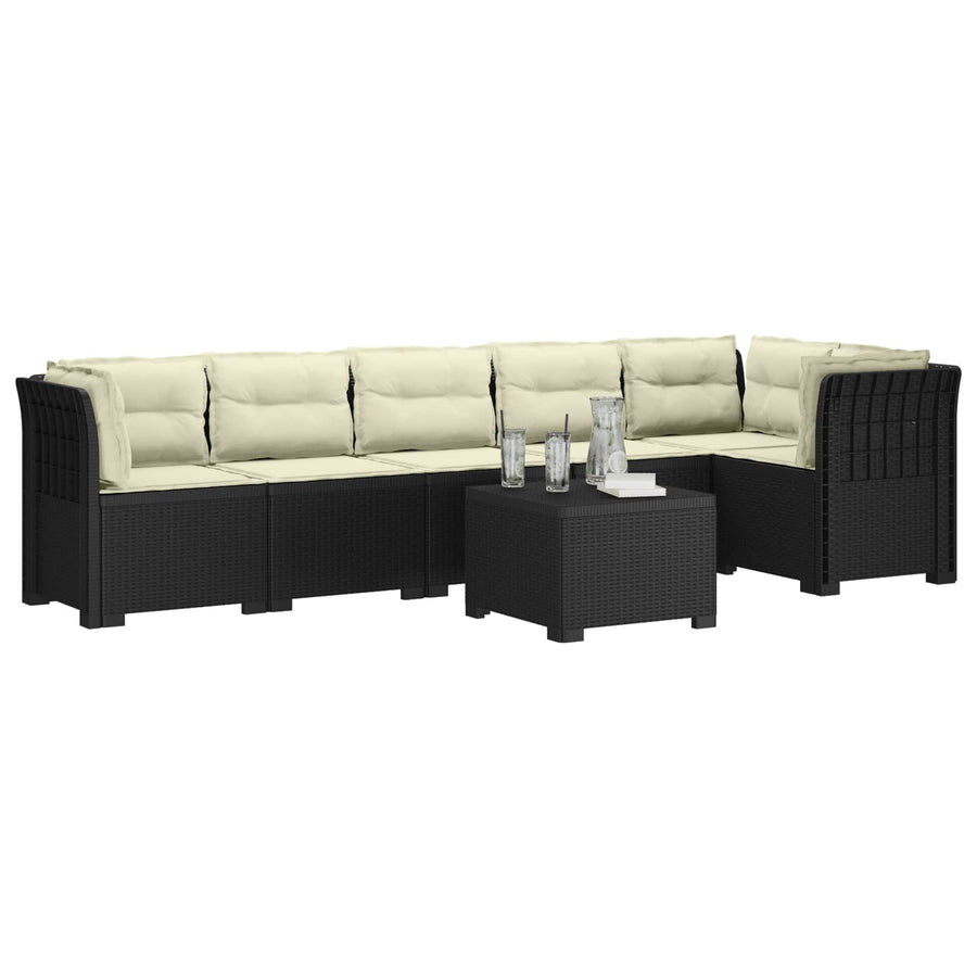 6-Zits Tuin Sofa met Kussens Rattan Look PP Antraciet