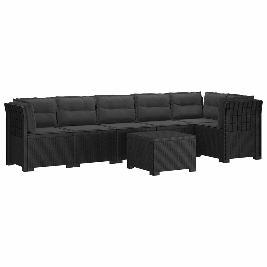 6-Zits Tuin Sofa met Kussens Rattan Look PP Antraciet