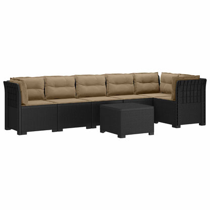 6-Zits Tuin Sofa met Kussens Rattan Look PP Antraciet